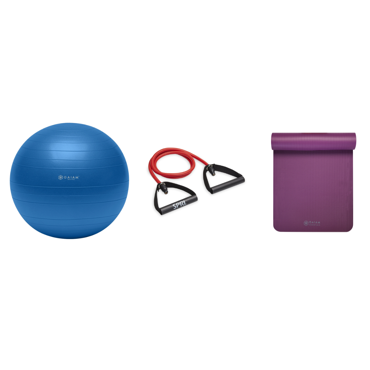 Fitness Bundle - Balance Ball (75cm), Xertube (Medium), Fitness Mat (Purple)