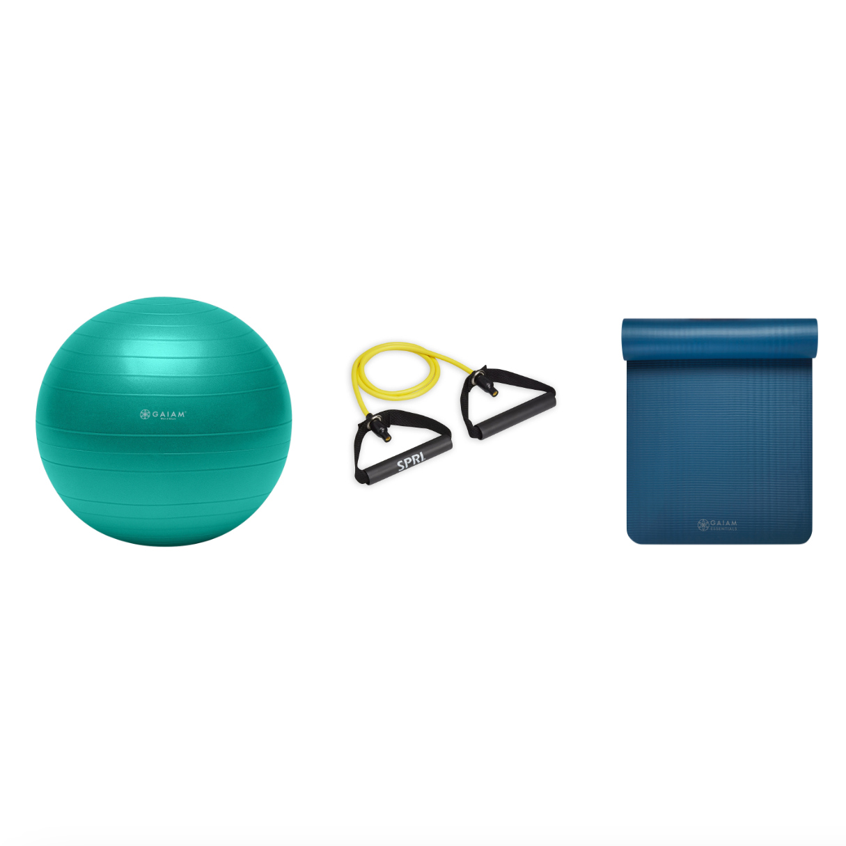 Fitness Bundle - Balance Ball (65cm), Xertube (Very Light), Fitness Mat (Navy)