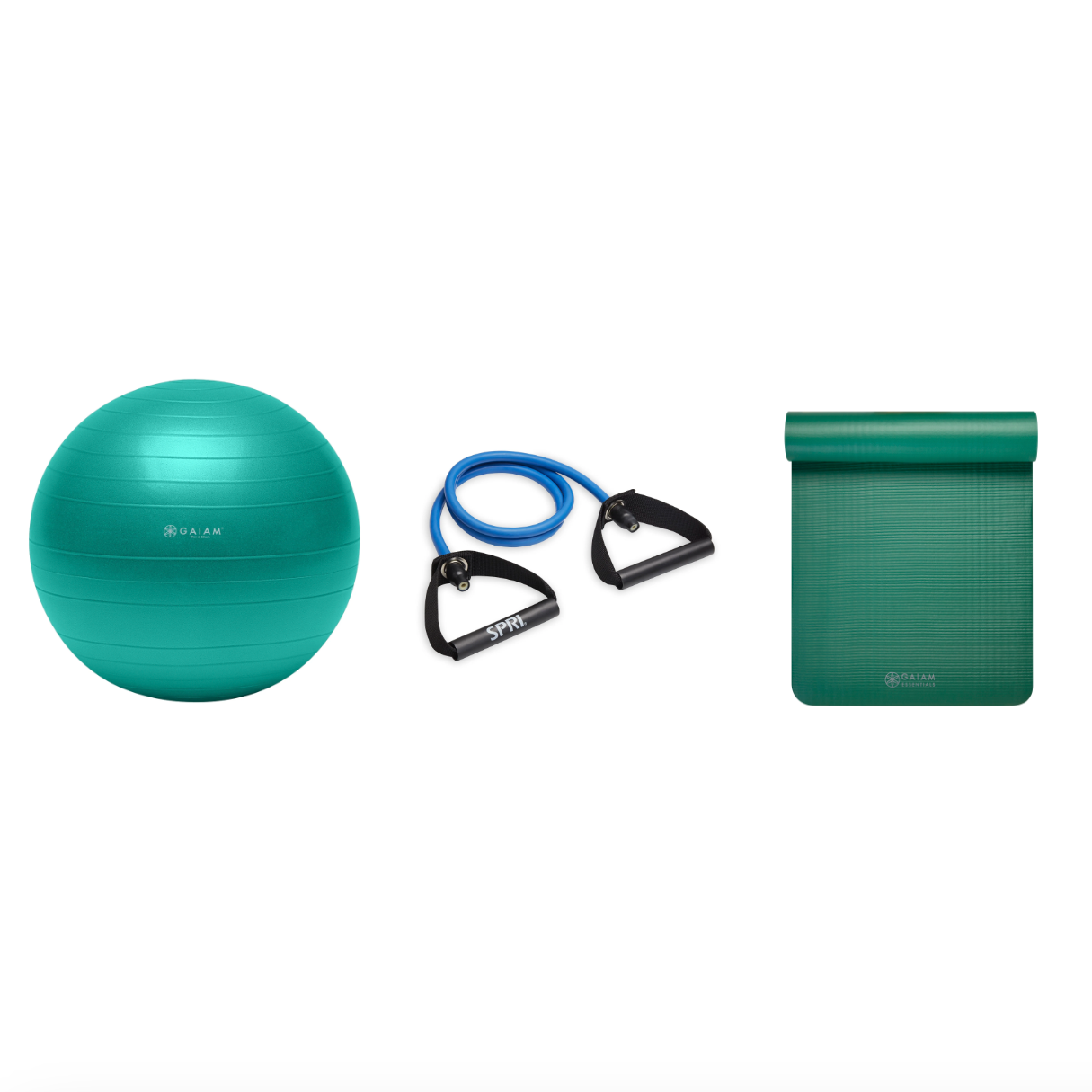 Fitness Bundle - Balance Ball (65cm), Xertube (Heavy), Fitness Mat (Green)