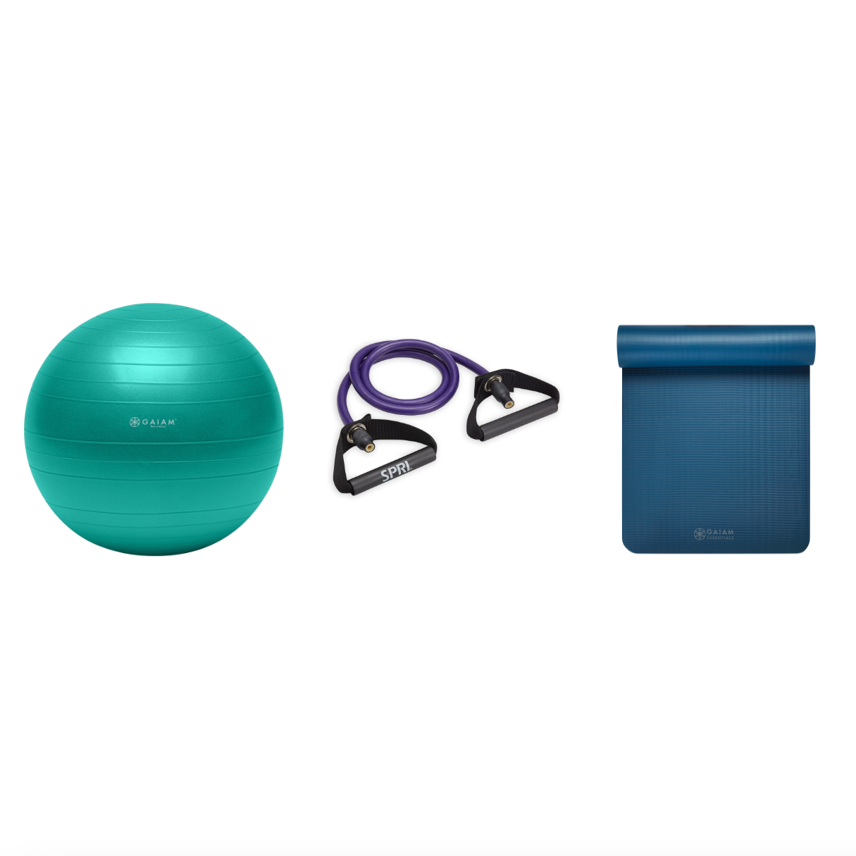 Fitness Bundle - Balance Ball (65cm), Xertube (Ultra Heavy), Fitness Mat (Navy)