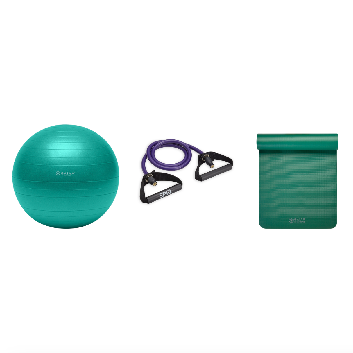 Fitness Bundle - Balance Ball (65cm), Xertube (Ultra Heavy), Fitness Mat (Green)