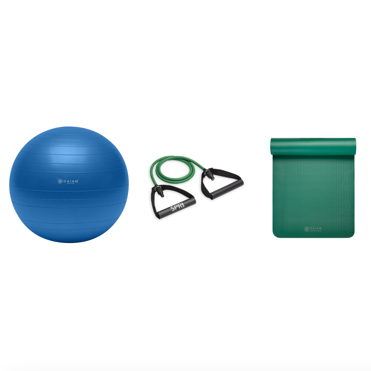 Fitness Bundle - Balance Ball (75cm), Xertube (Light), Fitness Mat (Green)