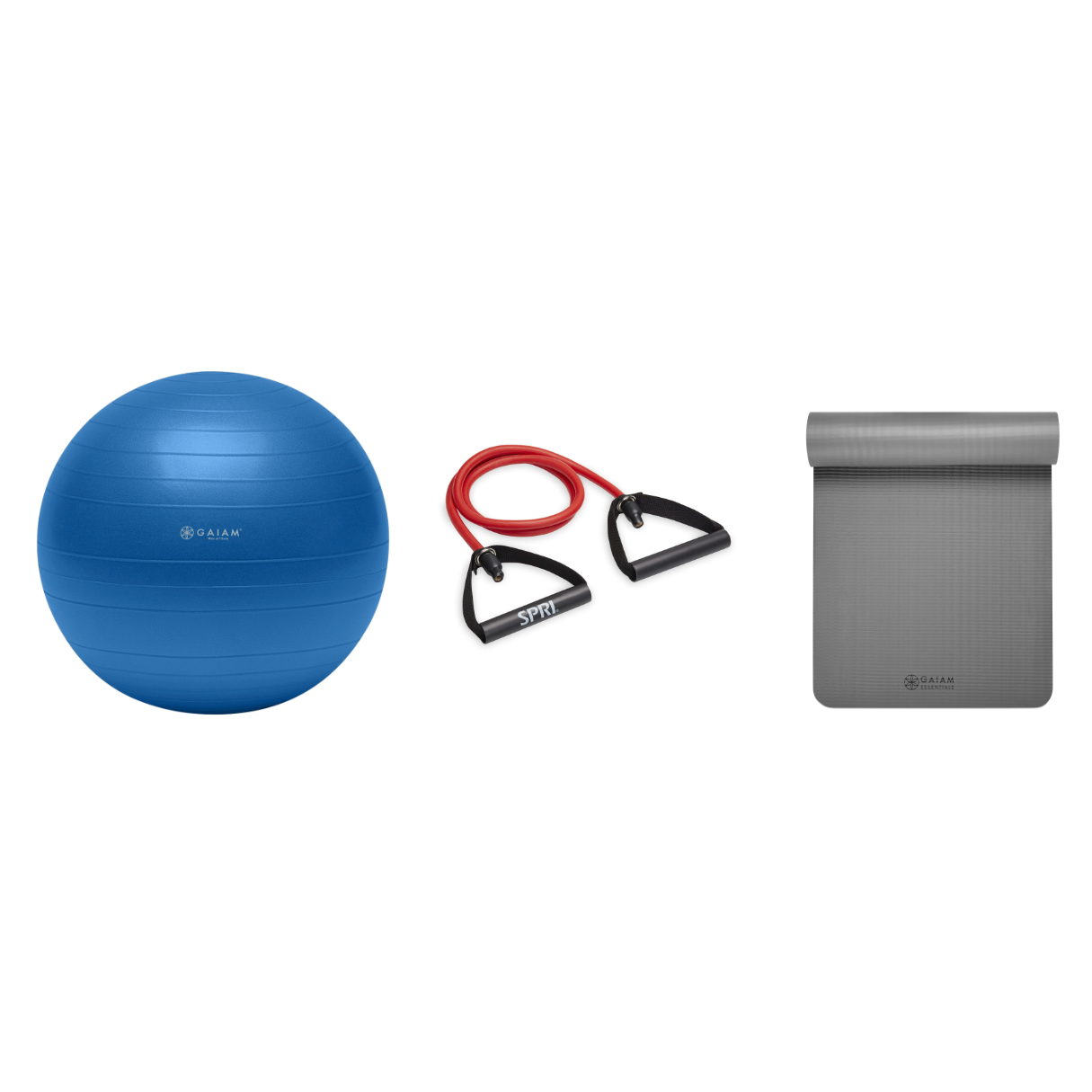 Fitness Bundle - Balance Ball (75cm), Xertube (Medium), Fitness Mat (Grey)