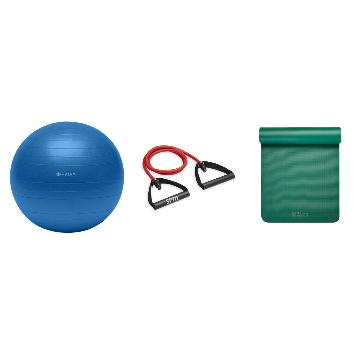 Fitness Bundle - Balance Ball (75cm), Xertube (Medium), Fitness Mat (Green)