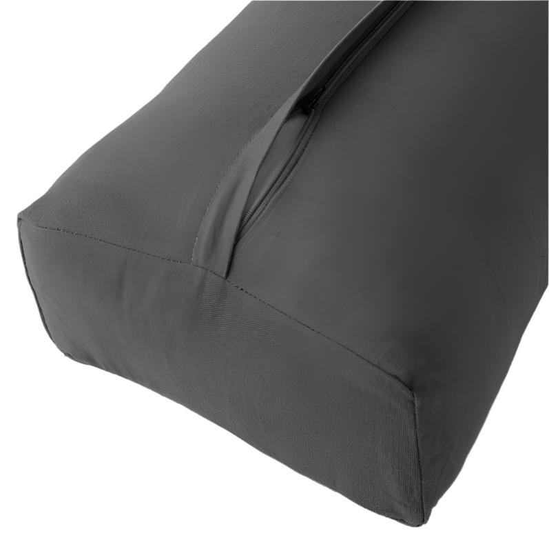 Halfmoon Essential Cotton Rectangular Bolster Charcoal zipper closeup